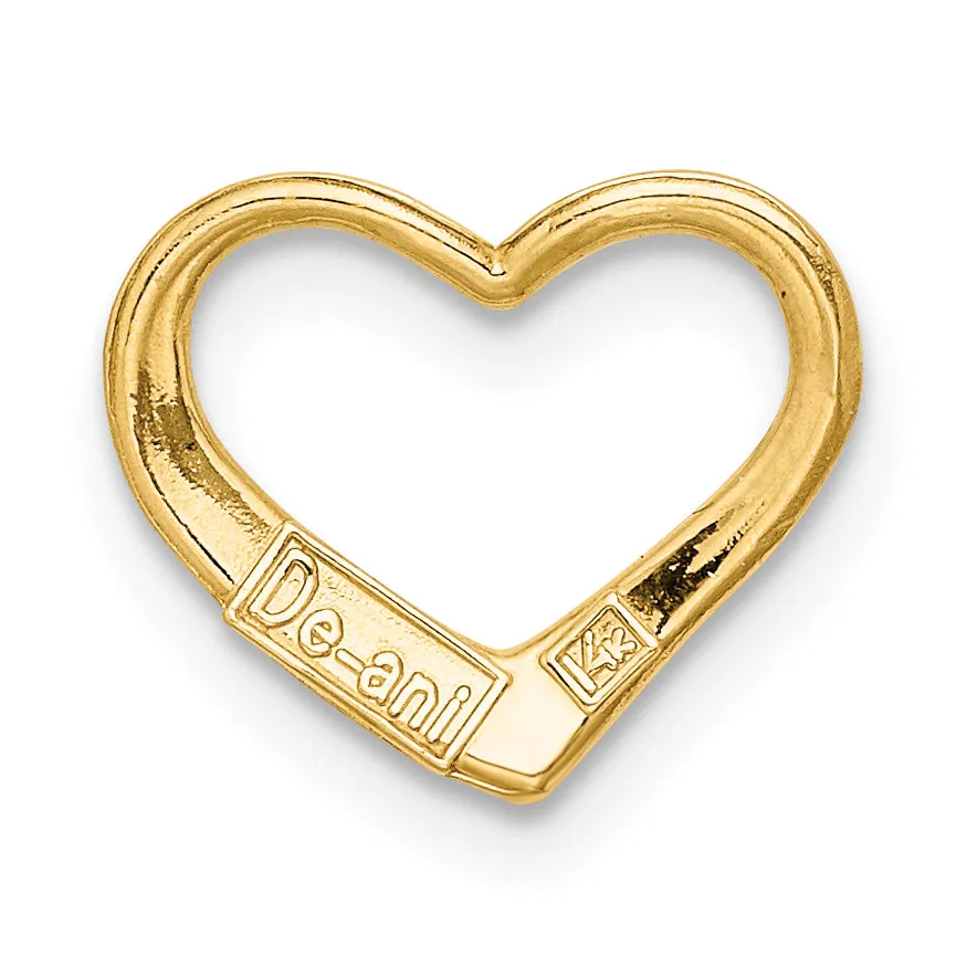 14k Yellow Gold Floating Heart Design Slide Pendant