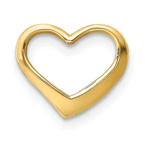 14k Yellow Gold Floating Heart Design Slide Pendant