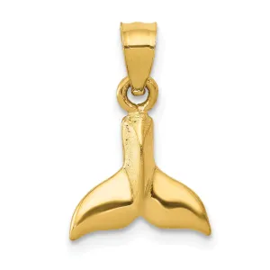 14k Yellow Gold Solid Polished Finish 3-Dimensional Whale Tail Slide Pendant will not fit Omega Chain