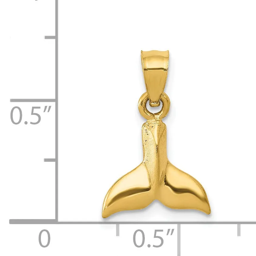 14k Yellow Gold Solid Polished Finish 3-Dimensional Whale Tail Slide Pendant will not fit Omega Chain