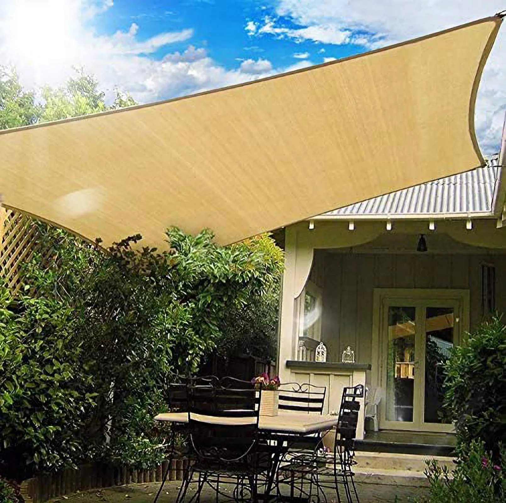 18'x'16' Rectangle Patio Sun Shade Sail（Sand Color）