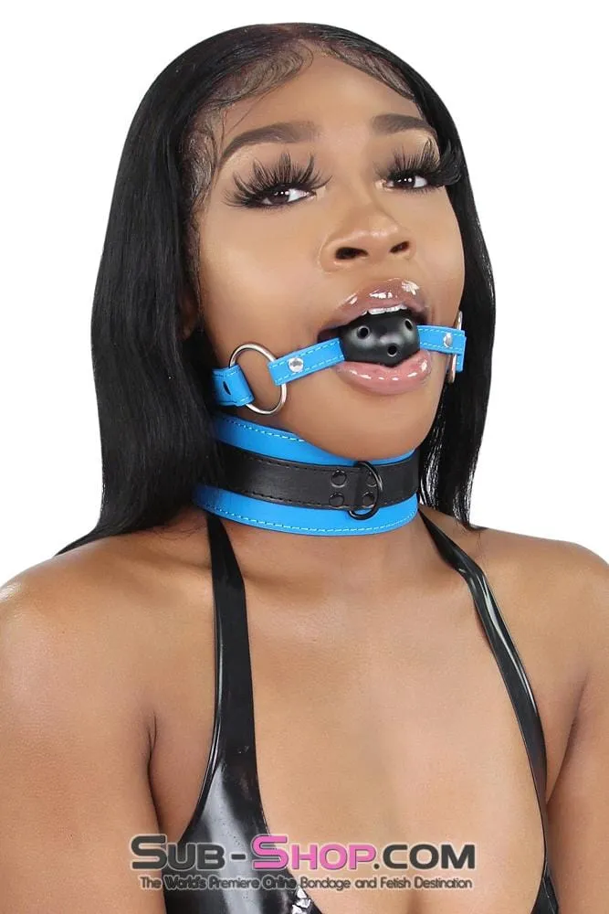2442MQ      Black Breather Ball Gag with Tantric Blue Strap - LAST CHANCE - Final Closeout!