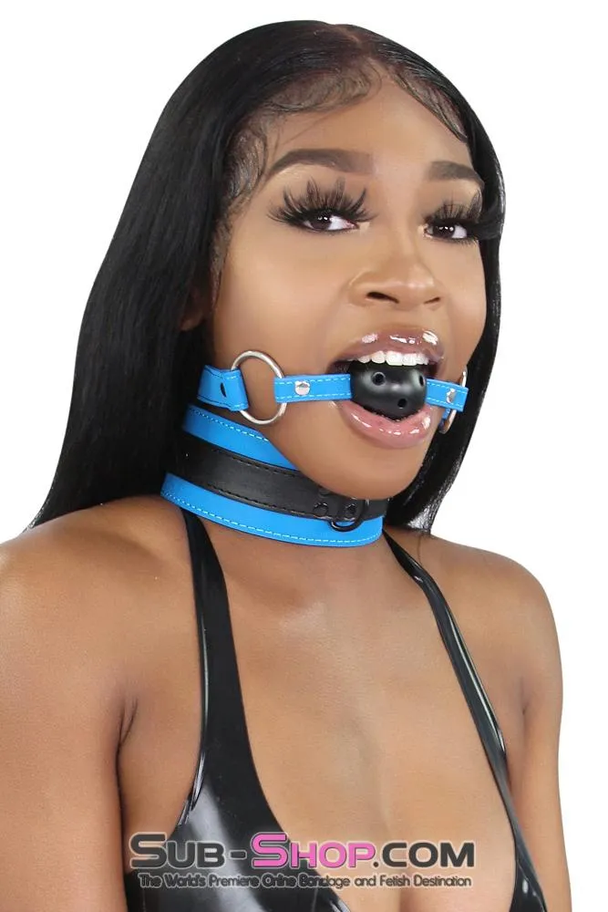 2442MQ      Black Breather Ball Gag with Tantric Blue Strap - LAST CHANCE - Final Closeout!