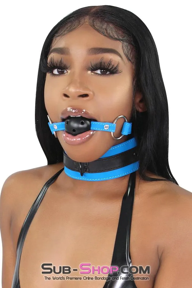 2442MQ      Black Breather Ball Gag with Tantric Blue Strap - LAST CHANCE - Final Closeout!