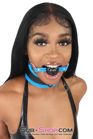2442MQ      Black Breather Ball Gag with Tantric Blue Strap - LAST CHANCE - Final Closeout!