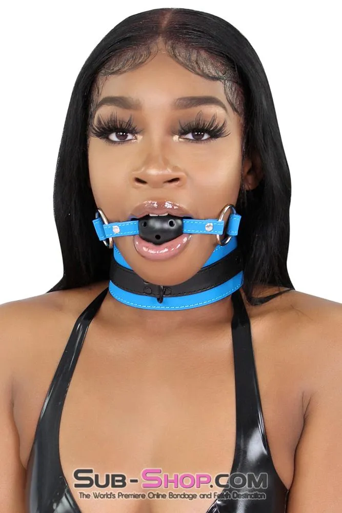 2442MQ      Black Breather Ball Gag with Tantric Blue Strap - LAST CHANCE - Final Closeout!