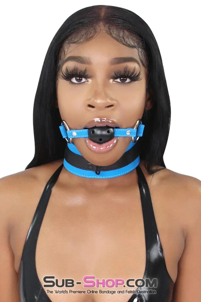 2442MQ      Black Breather Ball Gag with Tantric Blue Strap - LAST CHANCE - Final Closeout!