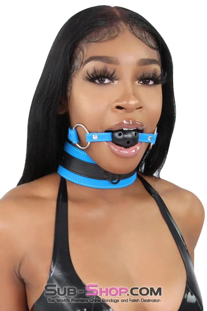 2442MQ      Black Breather Ball Gag with Tantric Blue Strap - LAST CHANCE - Final Closeout!