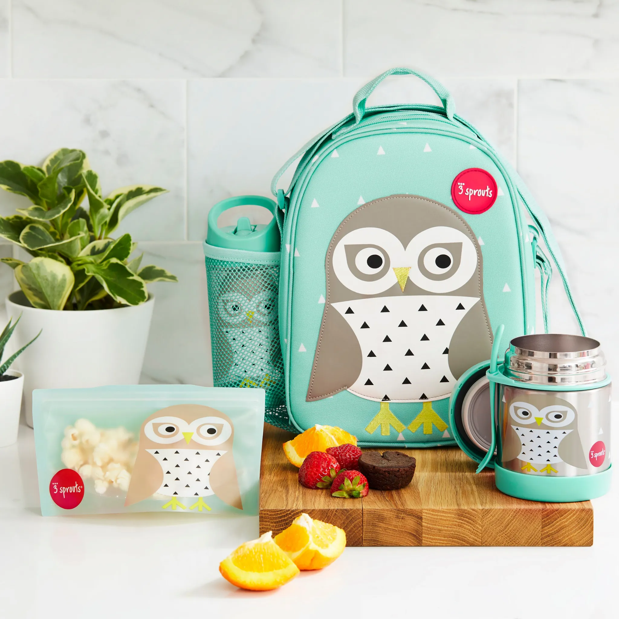 3 Sprouts Water Bottle - Owl