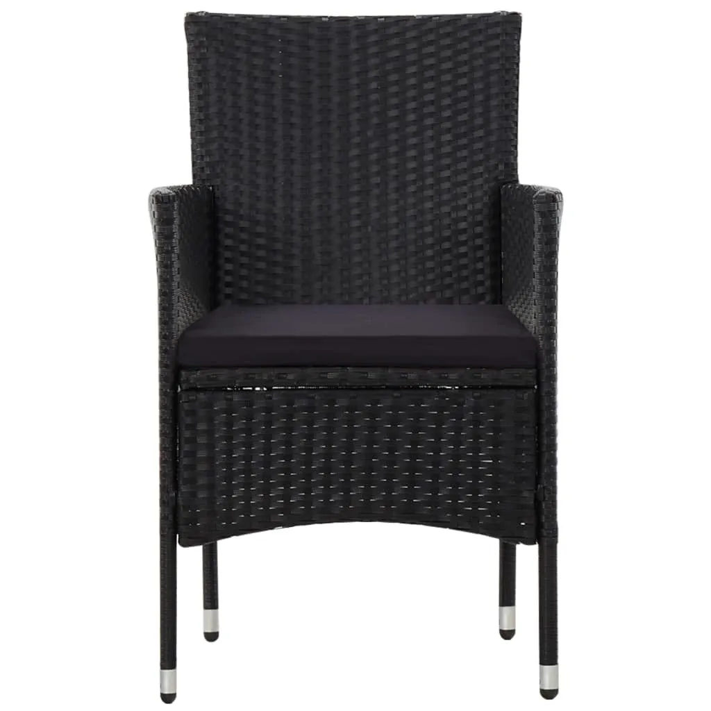 4 Piece Garden Lounge Set with Cushions Poly Rattan Black
