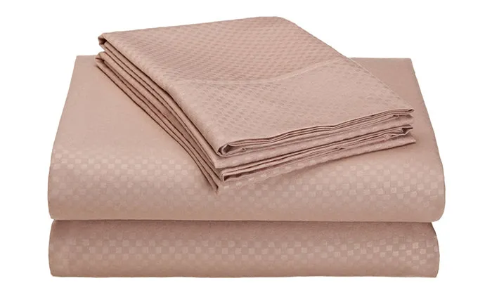 4-Piece Set: Super-Soft 1600 Series Checker Embossed Bed Sheet