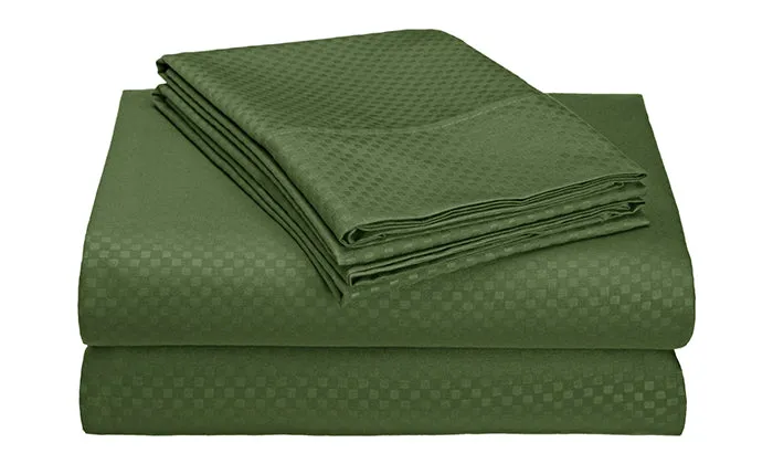 4-Piece Set: Super-Soft 1600 Series Checker Embossed Bed Sheet