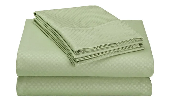 4-Piece Set: Super-Soft 1600 Series Checker Embossed Bed Sheet