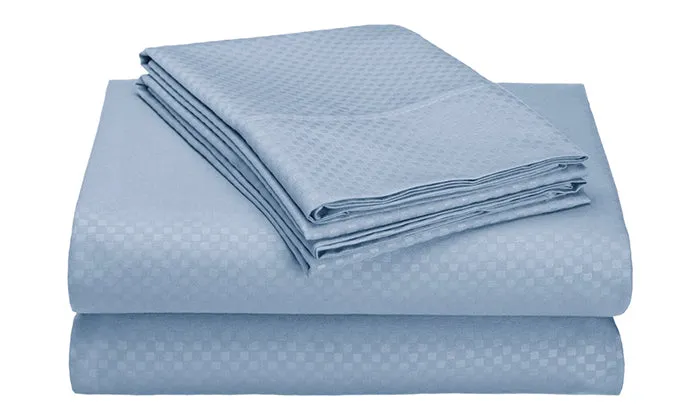 4-Piece Set: Super-Soft 1600 Series Checker Embossed Bed Sheet