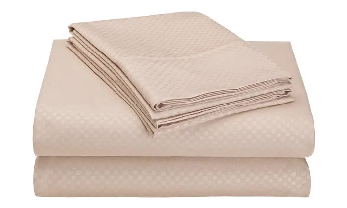 4-Piece Set: Super-Soft 1600 Series Checker Embossed Bed Sheet