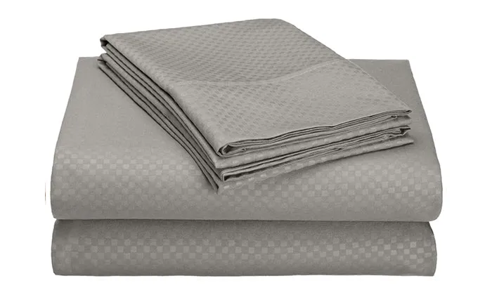 4-Piece Set: Super-Soft 1600 Series Checker Embossed Bed Sheet