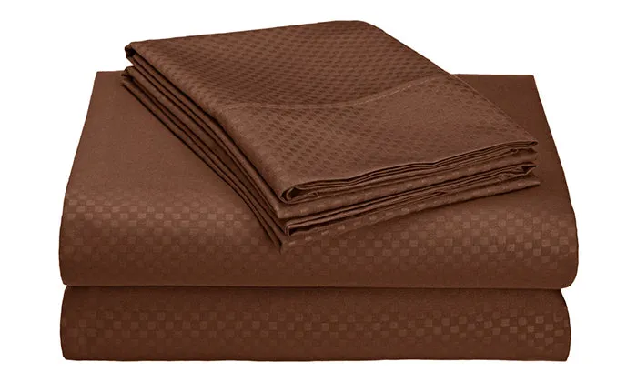 4-Piece Set: Super-Soft 1600 Series Checker Embossed Bed Sheet
