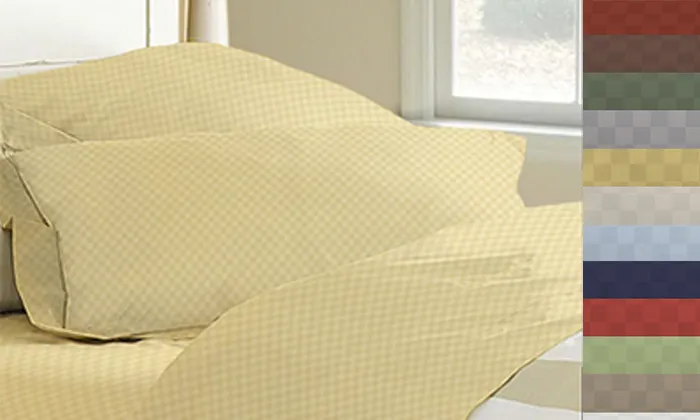 4-Piece Set: Super-Soft 1600 Series Checker Embossed Bed Sheet