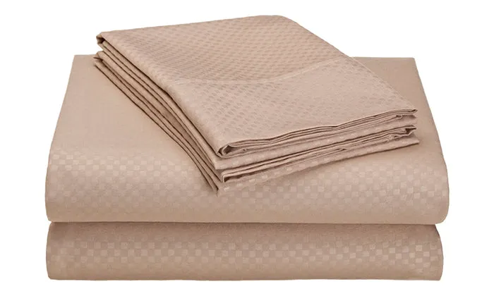 4-Piece Set: Super-Soft 1600 Series Checker Embossed Bed Sheet