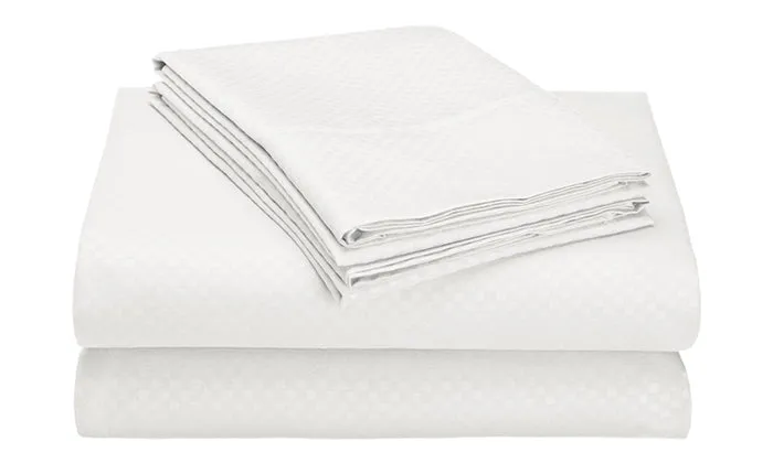 4-Piece Set: Super-Soft 1600 Series Checker Embossed Bed Sheet
