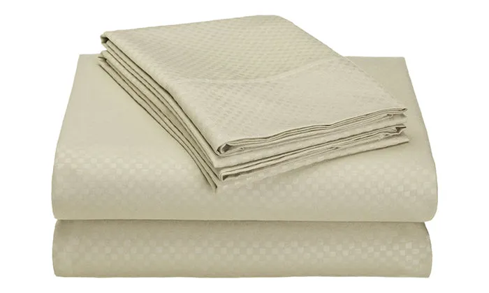 4-Piece Set: Super-Soft 1600 Series Checker Embossed Bed Sheet