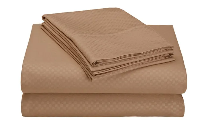 4-Piece Set: Super-Soft 1600 Series Checker Embossed Bed Sheet