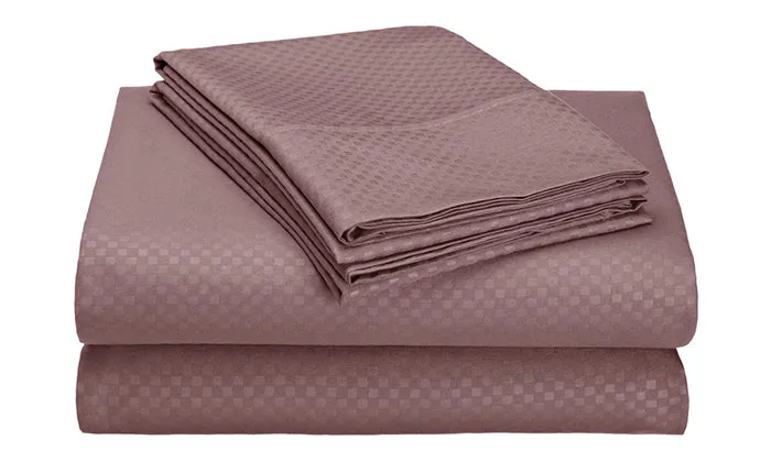 4-Piece Set: Super-Soft 1600 Series Checker Embossed Bed Sheet