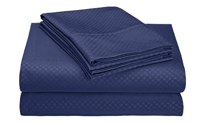 4-Piece Set: Super-Soft 1600 Series Checker Embossed Bed Sheet