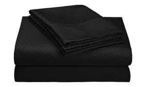 4-Piece Set: Super-Soft 1600 Series Checker Embossed Bed Sheet