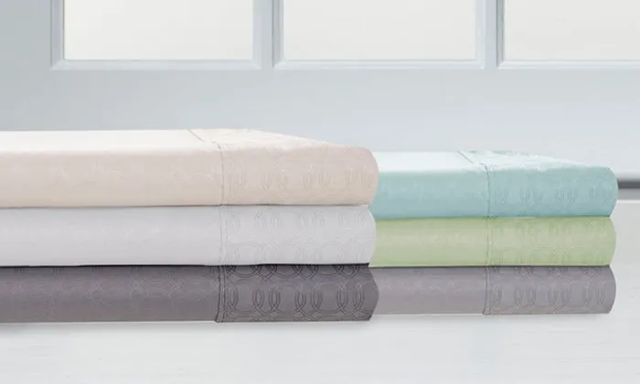 4-Piece Set: Super-Soft 1600 Series Circle Embossed Bed Sheet