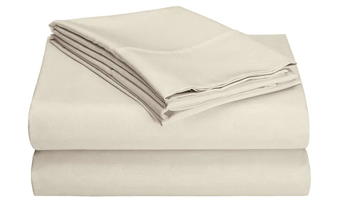 4-Piece Set: Super-Soft 1600 Series Circle Embossed Bed Sheet