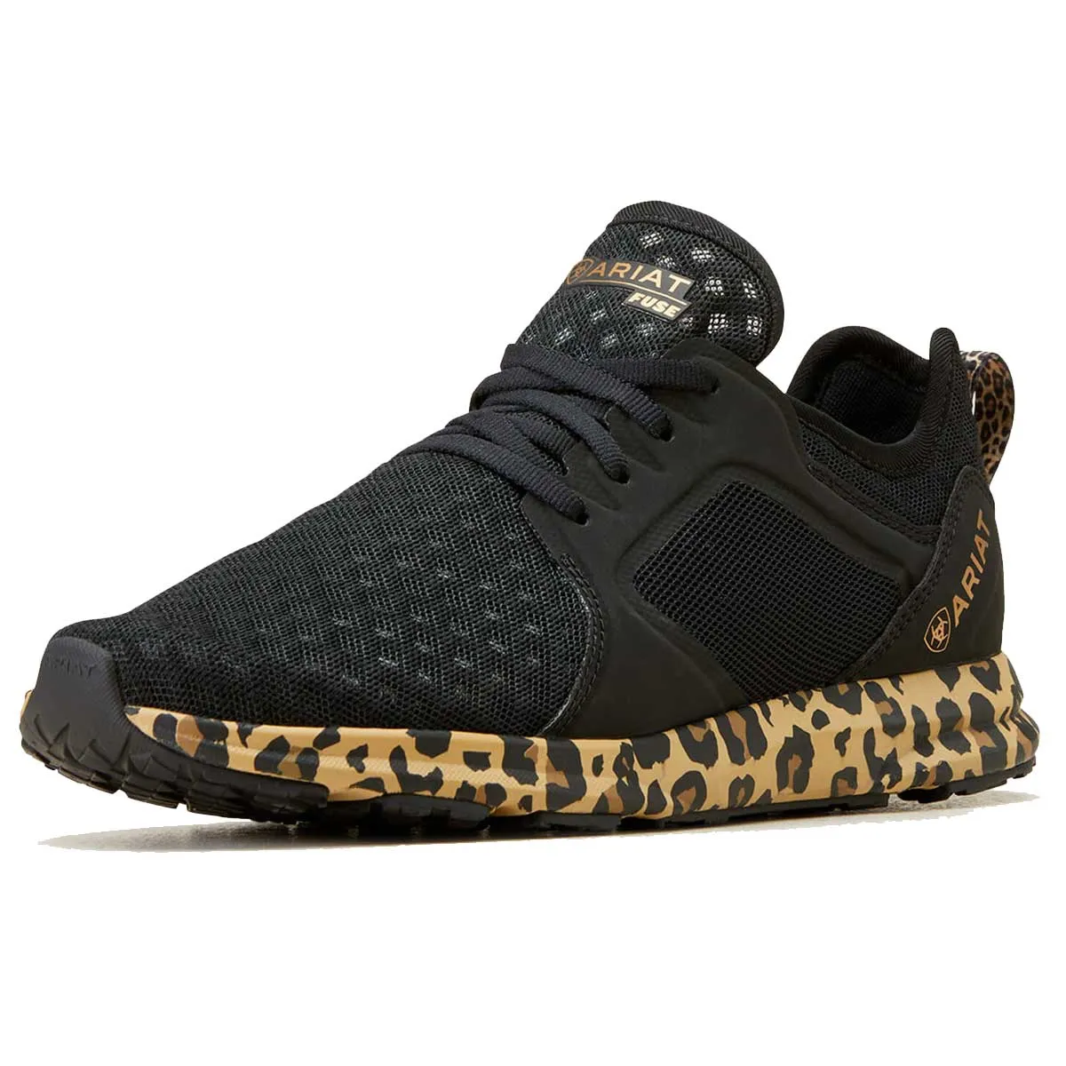 40% OFF - ARIAT Fuse Trainers - Womens - Black Mesh / Leopard Print - Size: UK 5