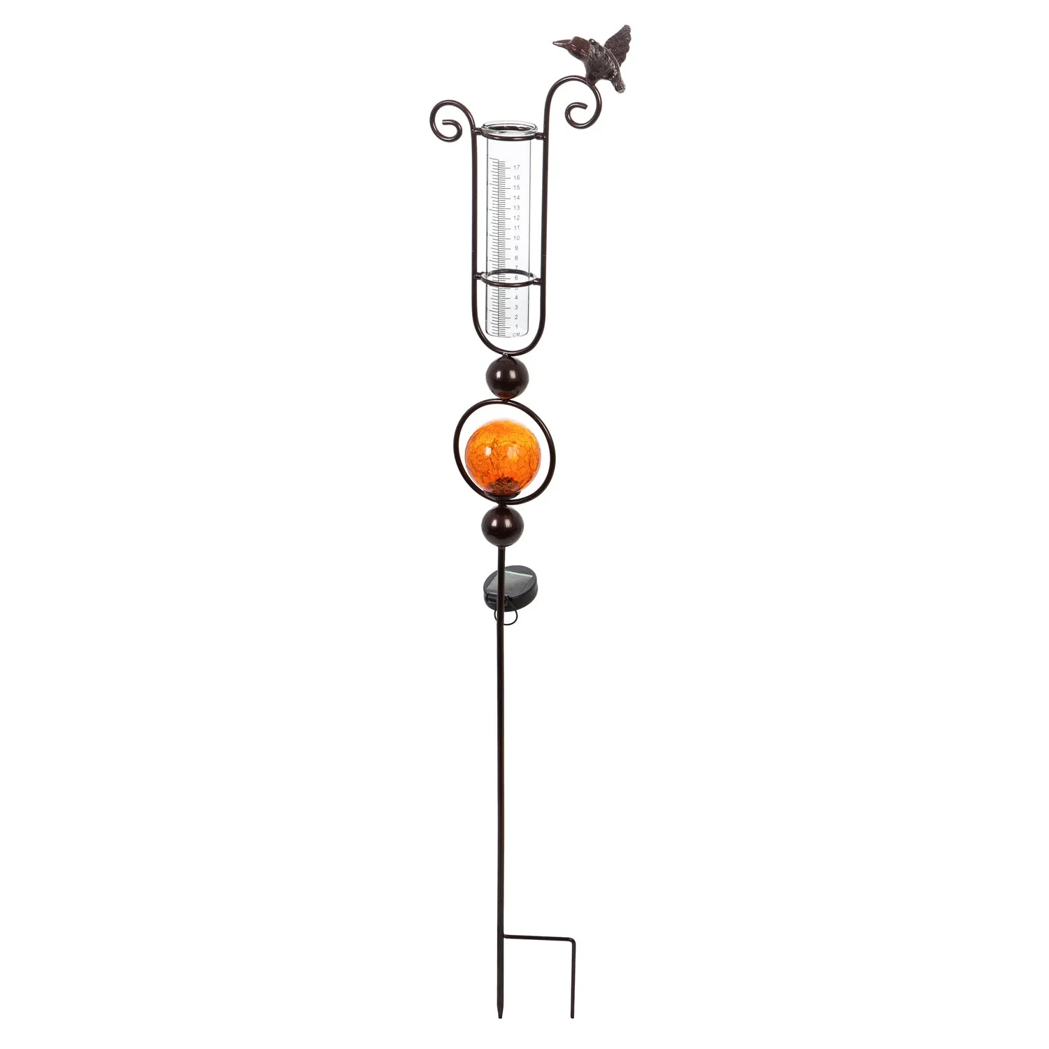 44.5"H Solar Rain Gauge Garden Stake, 3 Asst, Blue, Orange, pink,2sp6157