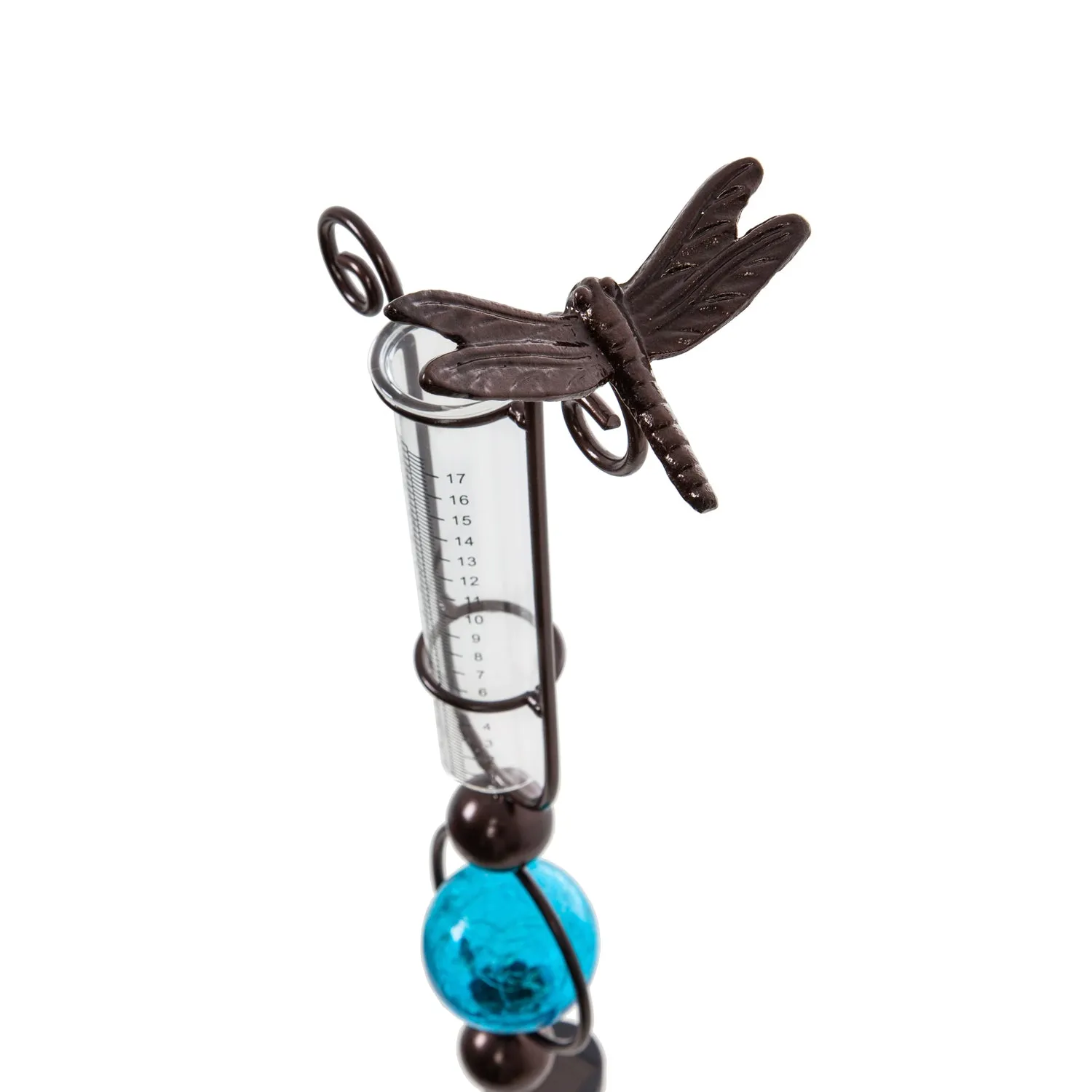 44.5"H Solar Rain Gauge Garden Stake, 3 Asst, Blue, Orange, pink,2sp6157