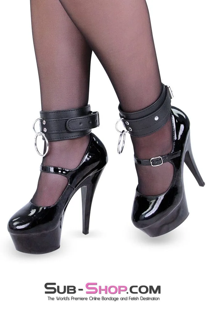 5713M      Heavy Weight Vegan Leather Loop & O-Ring Ankle Cuffs
