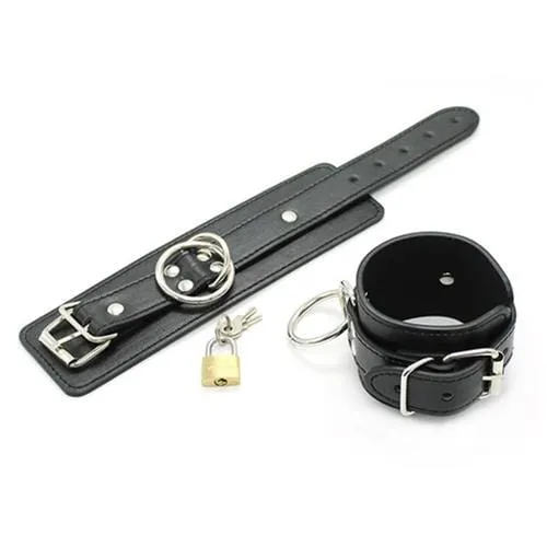 5713M      Heavy Weight Vegan Leather Loop & O-Ring Ankle Cuffs