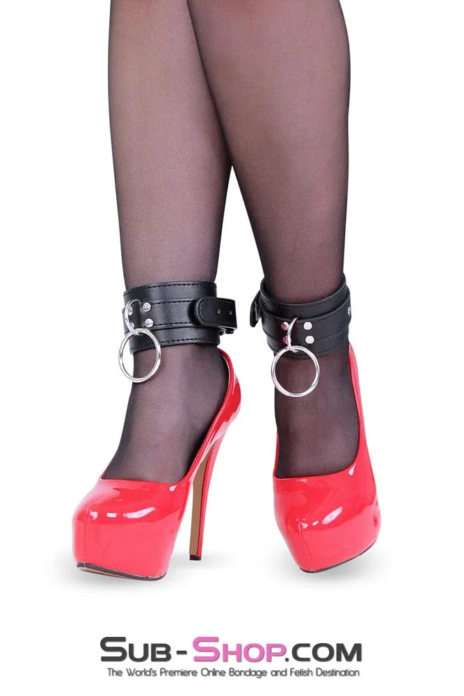 5713M      Heavy Weight Vegan Leather Loop & O-Ring Ankle Cuffs