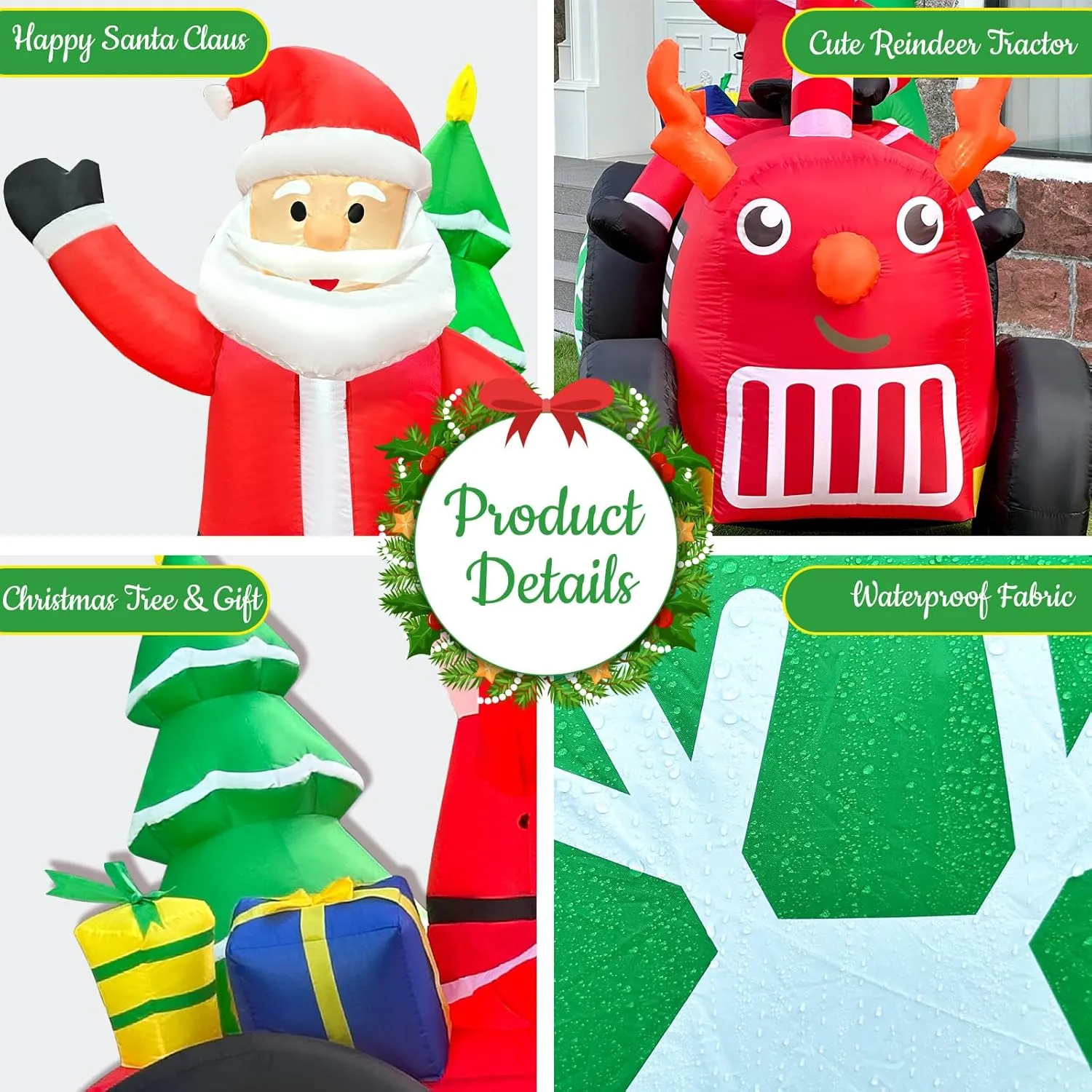5.7FT Christmas Motorcycle Inflatable Snowman, Blow Up Snowman Father & Son o...