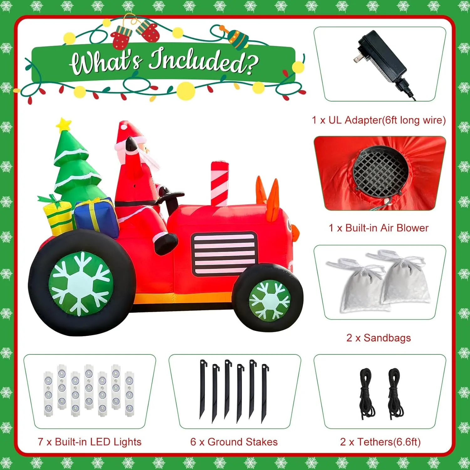 5.7FT Christmas Motorcycle Inflatable Snowman, Blow Up Snowman Father & Son o...