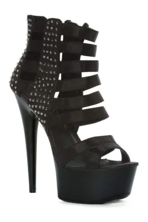 609-NOIR Platform Sandal  | Black Genuine Satin