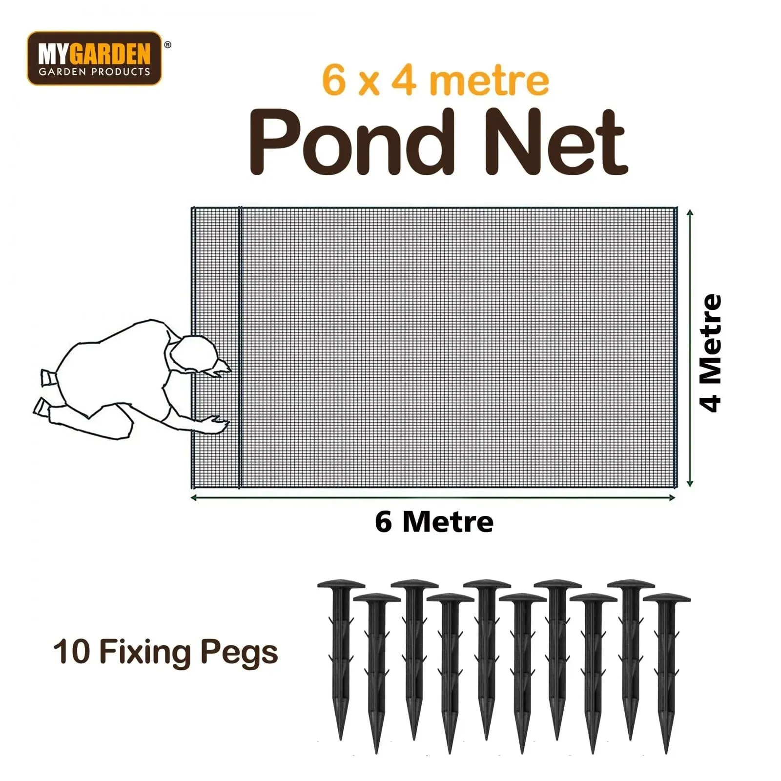 6m x 4m Fish Pond Protection Netting Kit with 10 Pegs