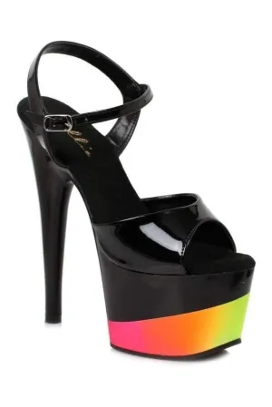 709-PRISM Platform Sandal  | Black Patent