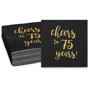 75 Birthday Party Cocktail Napkins Cheers To Years (5 X 5 In 50