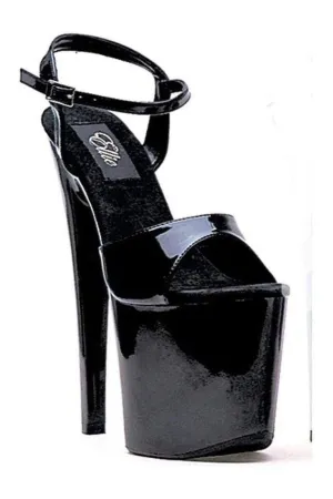 821-JULIET Platform Sandal  | Black Patent