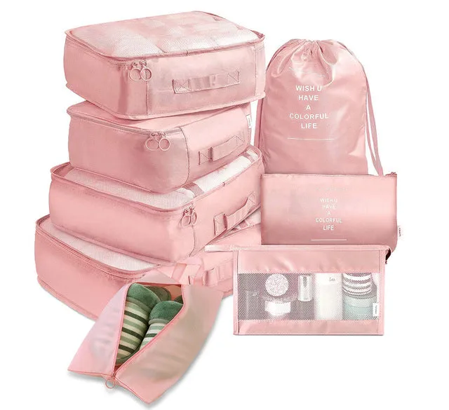 8pcs-Waterproof Travel Luggage Organizer Packing Bags