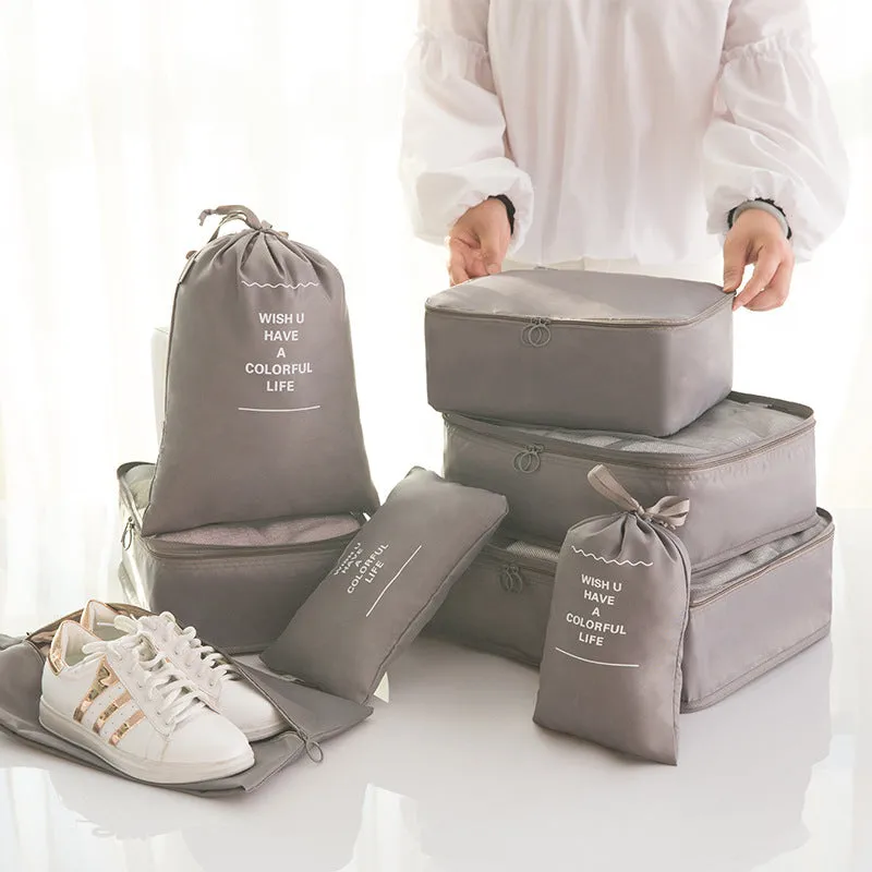 8pcs-Waterproof Travel Luggage Organizer Packing Bags
