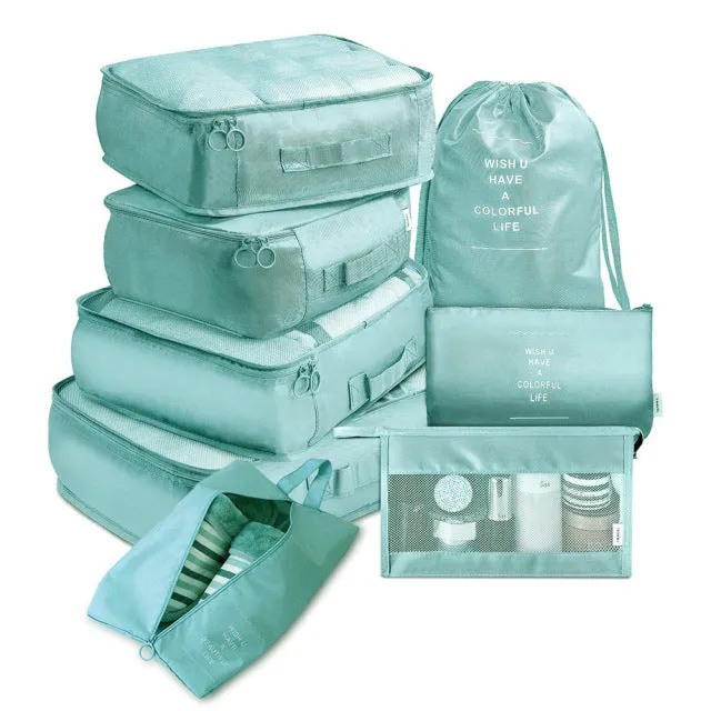 8pcs-Waterproof Travel Luggage Organizer Packing Bags
