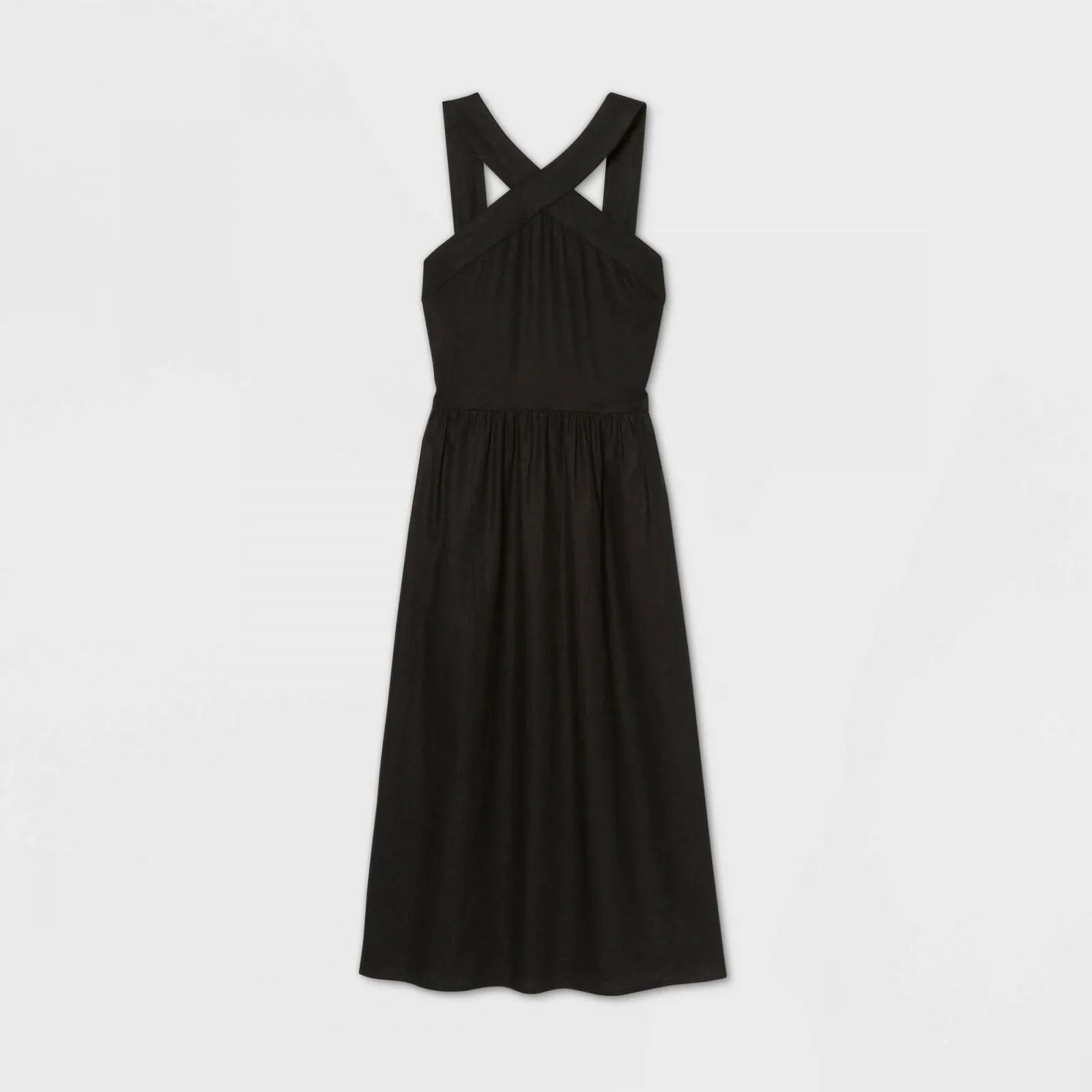 A New Day Womens Sleeveless Linen Blend A-Line Dress Black Small