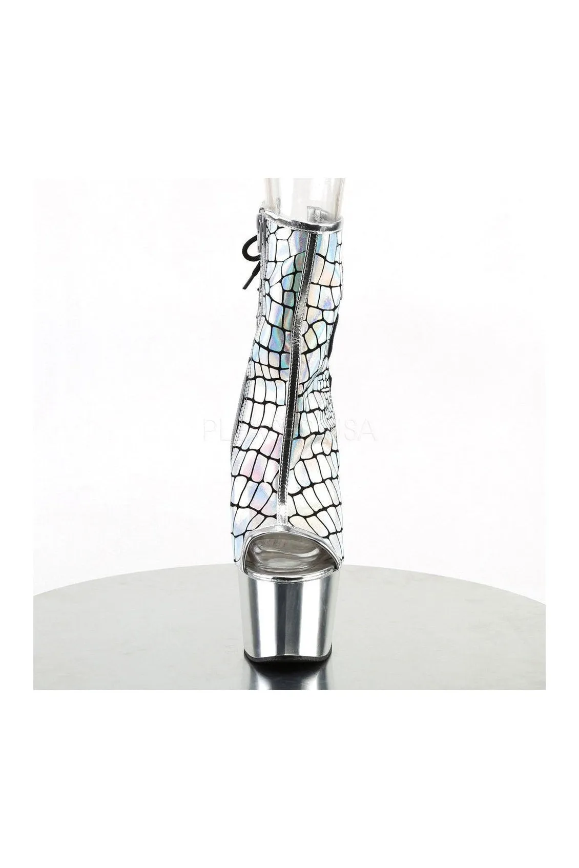 ADORE-1018HG Platform Boot  | Silver Faux Leather