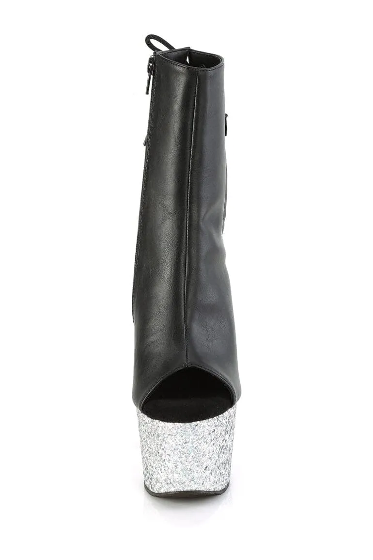 ADORE-1018LG Black Faux Leather Ankle Boot